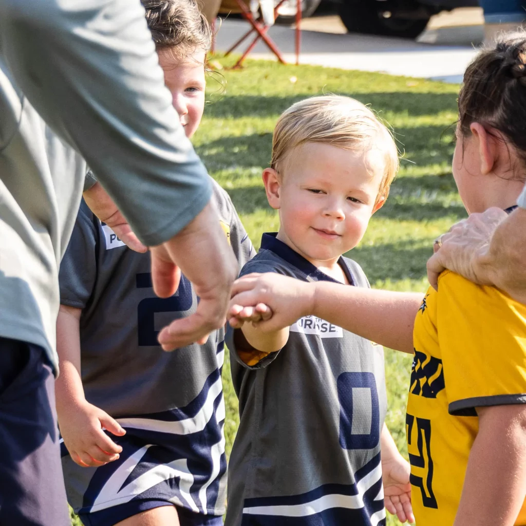 Kids playing soccer at Trinity Baptist's Upward Sports Camp—fun, energy, and teamwork.