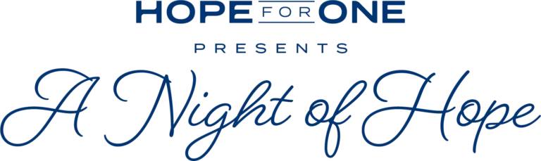 Hope for One presents A Night of Hope event title in elegant script