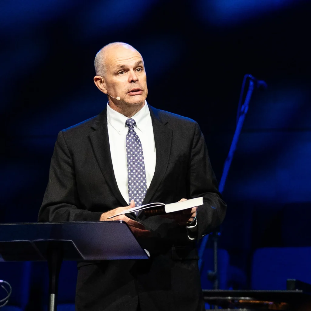 Dr. David Rose speaking on identity in Christ at Trinity Baptist Church.