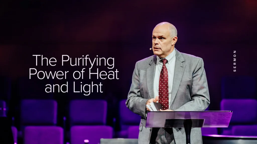 Pastor David Rose preaching “The Purifying Power of Heat and Light” at Trinity Baptist Church.